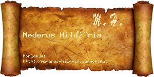 Mederus Hilária névjegykártya